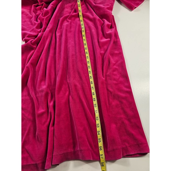 Women's size medium hot pink velour moo moo robe lounge pockets EUC ^ - Picture 6 of 8